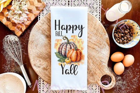 Happy Fall Yall Plaid Pumpkin Autumn Towel Sublimation Sublimation Jagonath Roy 