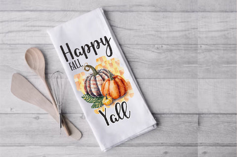 Happy Fall Yall Plaid Pumpkin Autumn Towel Sublimation Sublimation Jagonath Roy 