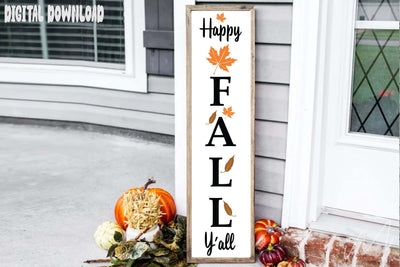 Happy Fall y'all porch sing svg, Fall season porch svg, Hall fall Cut files SVG Isabella Machell 