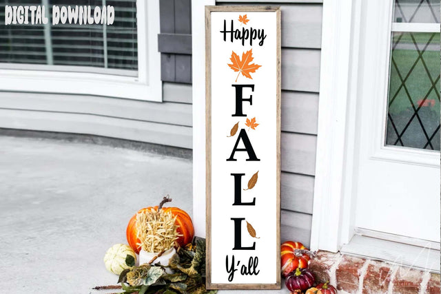 Happy Fall y'all porch sing svg, Fall season porch svg, Hall fall Cut files SVG Isabella Machell 