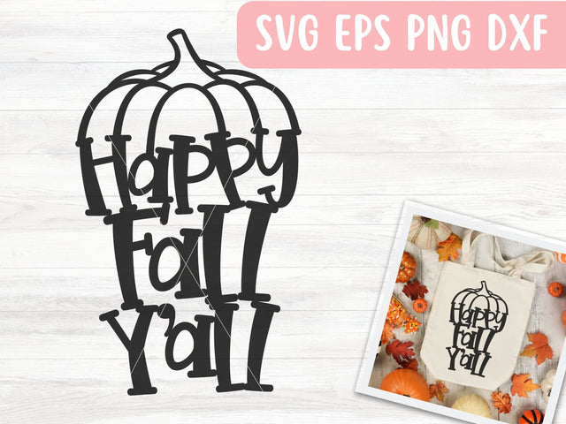 Happy Fall Y’all Pumpkin SVG File for Cricut or Silhouette, Thanksgiving SVG Vector, Digital Download Commercial Use SVG Apple Grove Designs 