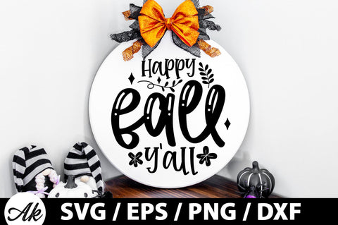 Happy fall y'all Round Sign SVG akazaddesign 