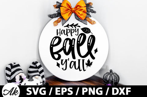 Happy fall y'all Round Sign SVG akazaddesign 