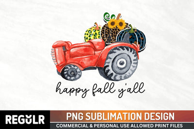 Happy fall y'all Sublimation PNG, Vintage Autumn Sublimation Design Sublimation Regulrcrative 