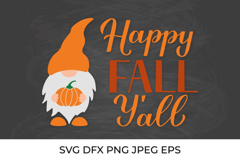 Happy Fall Y’all SVG. Autumn gnome holding pumpkin. SVG LaBelezoka 