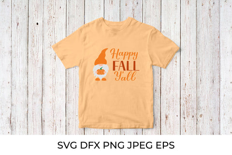 Happy Fall Y’all SVG. Autumn gnome holding pumpkin. SVG LaBelezoka 