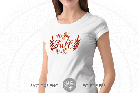 Happy fall Y'all SVG cut file for laser and die cutting SVG Artisan Craft SVG 