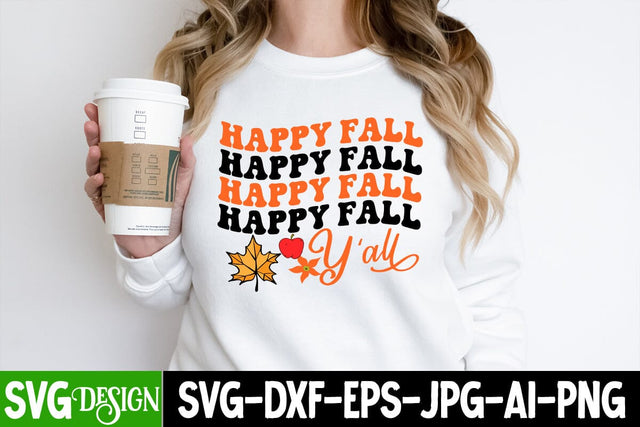 Happy Fall y'all SVG Cut File, Happy Fall y'all SVG Quotes, Happy Fall y'all Sublimation design, Happy Fall y'all SVG PNG SVG BlackCatsMedia 
