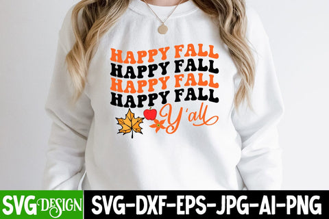 Happy Fall y'all SVG Cut File, Happy Fall y'all SVG Quotes, Happy Fall y'all Sublimation design, Happy Fall y'all SVG PNG SVG BlackCatsMedia 