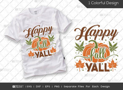 Happy Fall Yall SVG Cut File | Leaves Svg | Fall Leaves Svg | Fall Svg | Thankful Svg | Thanksgiving Svg | Hunting T-shirt Design SVG ETC Craft 