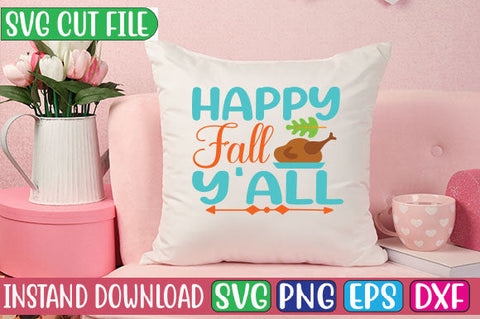Happy Fall Y'all SVG Cut File SVGs, Quotes and Sayings, Food & Drink, Holiday,On Sale, SVG Studio Innate 