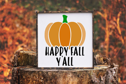 Happy Fall Y'all SVG | Fall Pumpkin Cut File SVG B Renee Design 