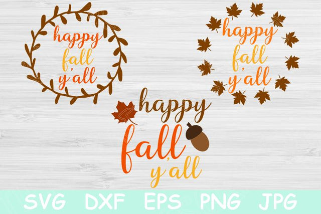 Happy Fall Yall Svg, Fall Svg Designs. Fall Saying Svg Files for Cricut. Fall Svg Bundle. Thanksgiving Svg with Leaves, Wreath, Acorn. SVG TiffsCraftyCreations 