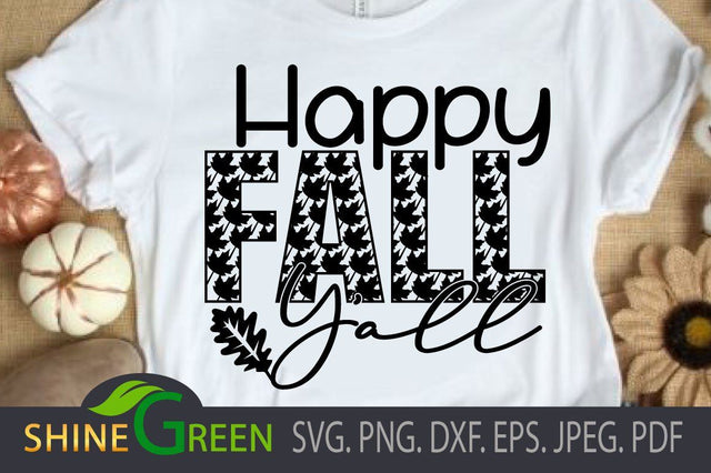 Happy Fall Yall SVG Oak Leaf for Cricut and Sublimation SVG Shine Green Art 