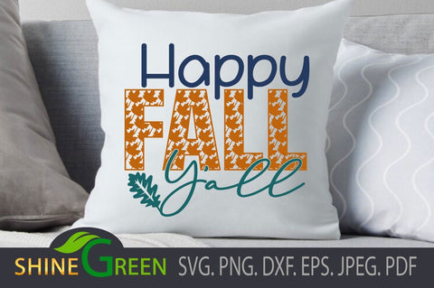 Happy Fall Yall SVG Oak Leaf for Cricut and Sublimation SVG Shine Green Art 