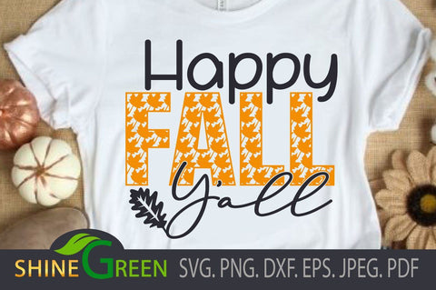 Happy Fall Yall SVG Oak Leaf for Cricut and Sublimation SVG Shine Green Art 