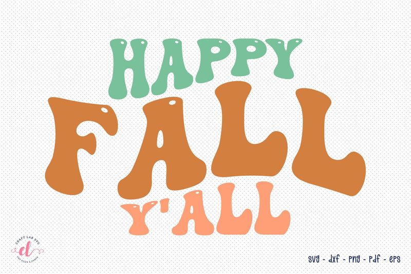 Happy Fall Y'all SVG - Retro Fall SVG SVG CraftLabSVG 