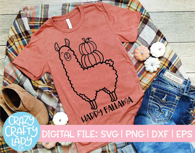 Happy Fallama | Fall SVG Cut File SVG Crazy Crafty Lady Co. 