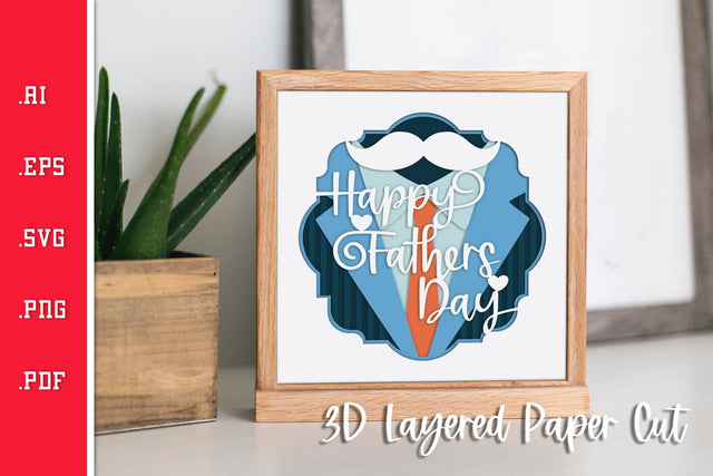 Happy Fathers Day - 3D Layered Paper Cut SVG SVG Slim Studio 