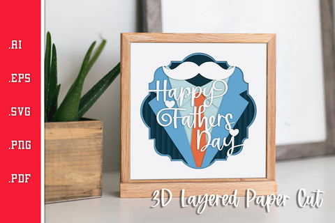 Happy Fathers Day - 3D Layered Paper Cut SVG SVG Slim Studio 