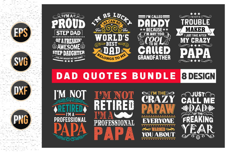 Happy Fathers Day, 8 Father's Day SVG Bundle SVG uniquesvg99 