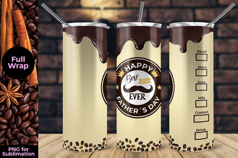 Happy Father´s Day Coffee 20oz Skinny Tumbler Wrap Template Sublimation Sublimation Sublimatiz Designs 