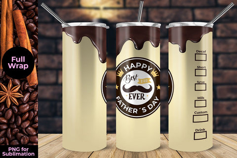 Happy Father´s Day Coffee 20oz Skinny Tumbler Wrap Template Sublimation Sublimation Sublimatiz Designs 