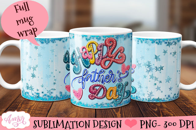 Happy father's day mug wrap PNG for sublimation Sublimation Amorclipart 