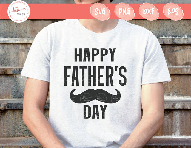 Happy Father’s Day - Mustache - SVG, PNG, DXF, EPS SVG Elsie Loves Design 