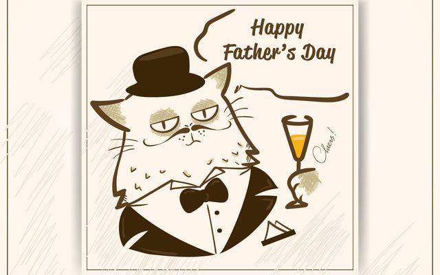 Happy Father's Day with cute cat dad. Cartoon flat animal father illustration SVG naemmiah021 