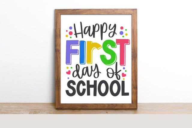 Happy First Day of School Sign - Back to School SVG SVG Shine Green Art 