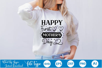 Happy First Mother's Day SVG SVGs,Quotes and Sayings,Food & Drink,On Sale, Print & Cut SVG DesignPlante 503 