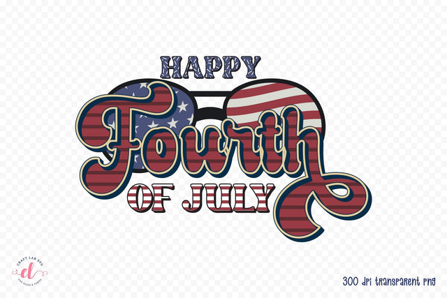 Happy Fourth of July Retro Sublimation Design Sublimation CraftLabSVG 