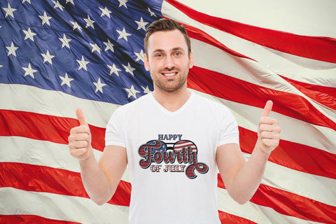 Happy Fourth of July Retro Sublimation Design Sublimation CraftLabSVG 