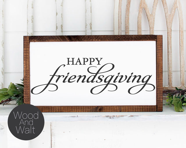 Happy Friendsgiving SVG | Fall Cut File | Home Decor Family Saying | Autumn Design | Printable Wall Art | Stencil Wood Sign | Cricut Iron On SVG Wood And Walt 