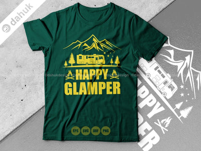 Happy Glamper SVG, Class A Motorhome SVG, Camper svg, Camping Shirt SVG, Cut file, for silhouette, circuit design space, vinyl cut files SVG dahukdesign 