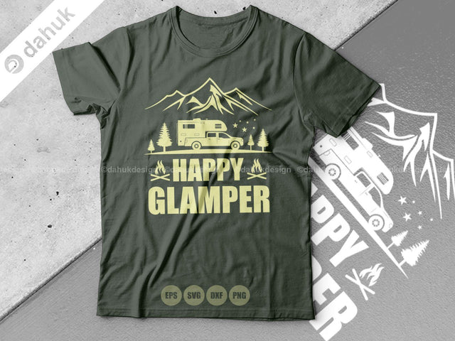 Happy Glamper SVG, Truck Camper SVG, Camper svg, Camping Shirt SVG, Cut file, for silhouette, Cricut design space, vinyl cut files SVG dahukdesign 