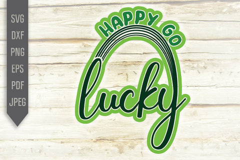 Happy Go Lucky Rainbow Svg. St. Patrick's Day Svg. Lucky Svg. Irish Svg. Clover Svg. St Patrick's Dxf, eps, png, jpg pdf SVG Mint And Beer Creations 