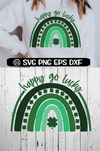 Happy Go Lucky - Shamrock - Rainbow - SVG PNG EPS DXF SVG On the Beach Boutique 