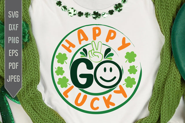 Happy Go Lucky Svg. Round St. Patrick's Day Svg. Lucky Svg. Irish Svg. Clover Svg. St Patrick's Dxf, eps, png, jpg pdf SVG Mint And Beer Creations 