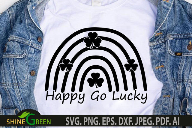 Happy Go Lucky SVG - St Patricks Day SVG with Rainbow SVG Shine Green Art 