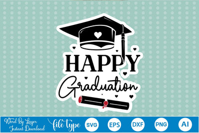 Happy Graduation Sticker SVG SVGs,Quotes and Sayings,Food & Drink,On Sale, Print & Cut SVG DesignPlante 503 