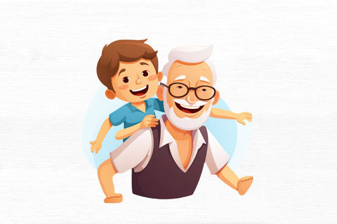 Happy Grandpa and Grandson Clipart Sublimation Regulrcrative 