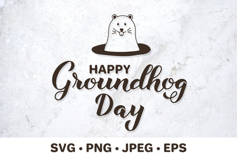 Happy Groundhog Day lettering. Cute Marmot SVG LaBelezoka 
