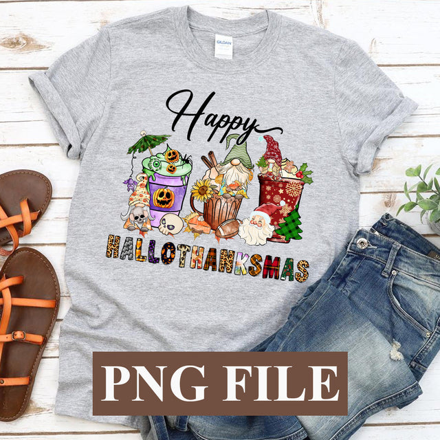 Happy Hallothanksmas Gnome Png, Gnomes Png, Halloween Png, Christmas Png, Thanksgiving Png, Sublimation Design Downloads,Christmas Gnomes png SVG BOO-design 