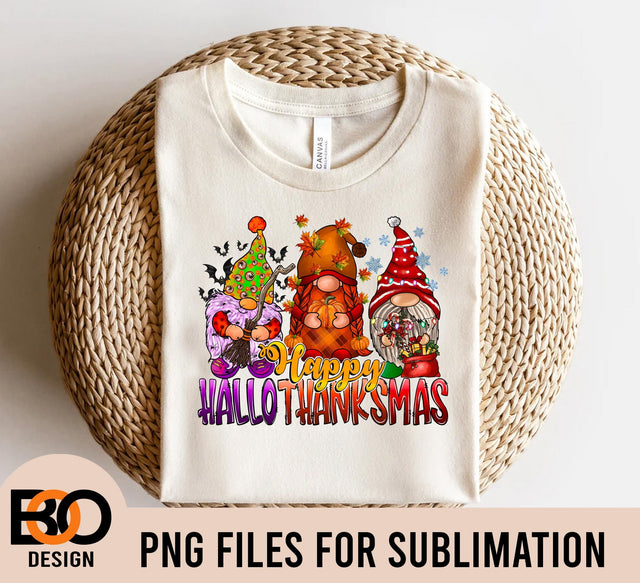 Happy Hallothanksmas Png, Gnomes Png, Halloween Png, Christmas Png, Thanksgiving Png, Sublimation Design Downloads,Christmas Gnomes png Sublimation BOO-design 