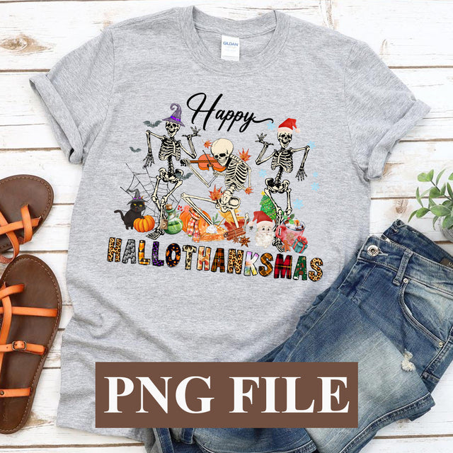 Happy Hallothanksmas Skeleton PNG, Skeleton Clipart, Fall PNG, Halloween png, Christmas, Western Png, Instant Download, Sublimation Design SVG BOO-design 