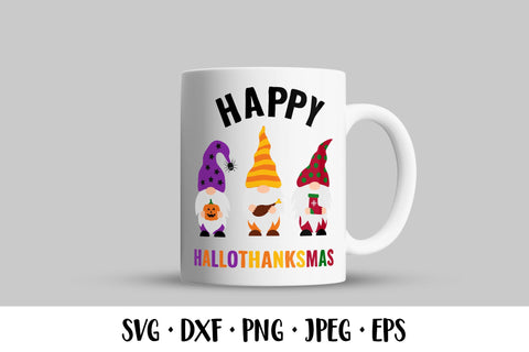 Happy HalloThanksMas SVG. Cute Holiday Gnomes. SVG LaBelezoka 