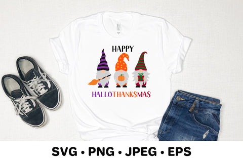Happy HalloThanksMas SVG. Holiday Gnomes. SVG LaBelezoka 