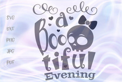 Happy Halloween a Bootiful Evening Baby Girl Skull SVG, PNG, DXF, PDF, JPG SVG Digitals by Hanna 